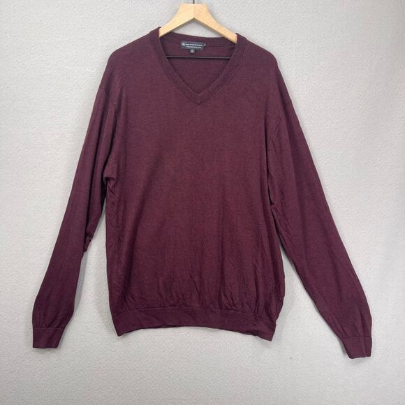 Hart Schaffner Marx Merino Wool Sweater Mens XL Burgundy Red V Neck Long Sleeve - Picture 1 of 8